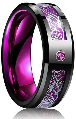 Sopodbacker Rings Ring Ringe Damen Bijouterie Herren 8Mm Schwarzer Ehering Für Männer Lila Ring 7 Style37