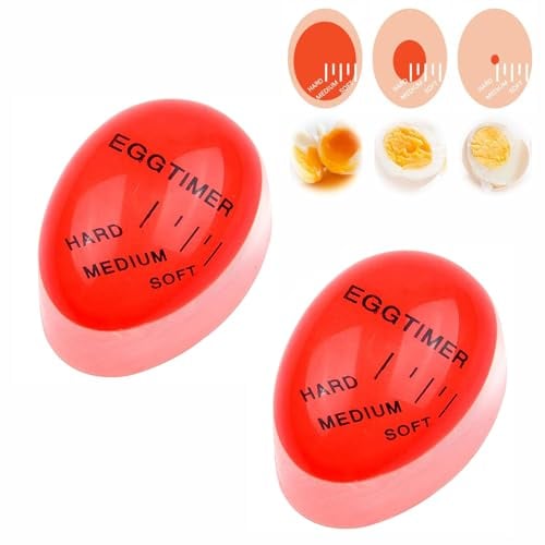 Eieruhr zum Mitkochen,2 Stück Egg Timer,Eieruhr Lustig,Umweltfreundliches Harz,Eieruhren zum ins Wasser Anzeige Hart/Medium/Weich,Überprüfen sie den Gargrad,Wiederverwendbar(56x39x30mm)