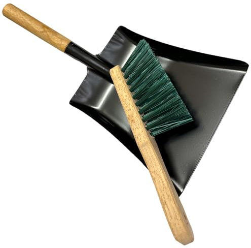 LSC 12” Outdoor Broom Sweeping Brush with Heavy Duty Shovel Floor Brush PVC Bristles Yard with Wooden Handle Metal Steel Fireplace Coal Ash Shovel for Patio Yards and Garage (SOVEL & GREEN BRUSH)