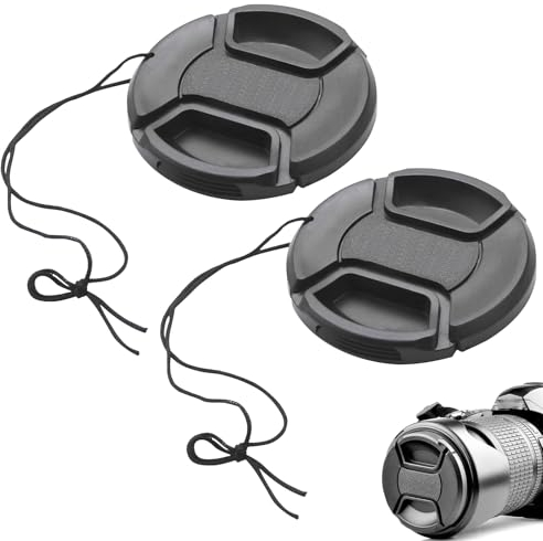 2 Pièces Cache objectif,Cache objectif 52mm,Bouchon d'objectif,Couvercle d'objectif caméra frontale encliquetable,Couvercle d'objectif de caméra,Livré avec petite corde,Objectif de caméra pour 52MM