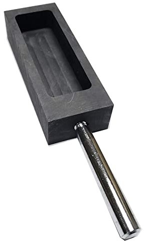 Gold Silber Graphit Barren Form Tiegel für Schmelzen, GießEn, Veredeln mit Metallstange (1 Kg)