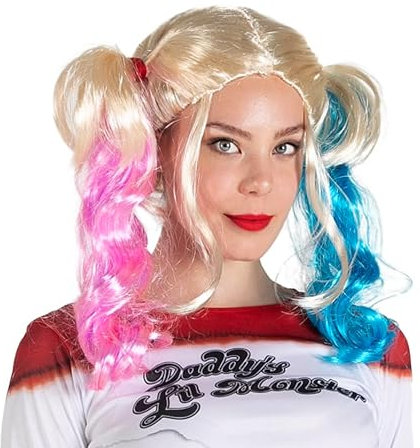 Harley Q Suicide Squad Perücke Mädchen Damen offizielle DC Comics