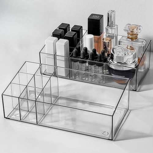 Harliangxy Make-up-Aufbewahrungsbox, 2 Stück, Spiegelschrank, Organizer, Badezimmerschrank, transparent, Schminktisch