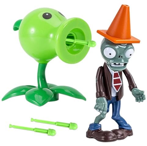 Plants and Zombies Toys, 2PCS Mini Figures Set, Toys Ornament, Kids' Play Figures, Cake Decoration, Peashooter and Zombies vs Shooting Toys, Gifts for Kids and Fans, Birthday and Christmas Party