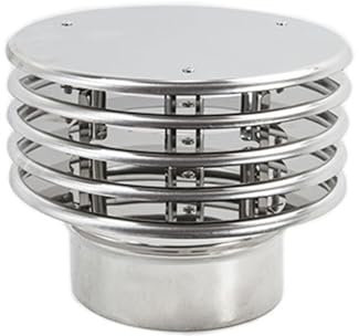 ALLINOX Terminale Con Lamelle Antivento e Antipioggia In ACCIAIO INOX Comignolo Canna Fumaria Per Camino Con Base Tonda Stufa a Legna o Pellet (DN 130)