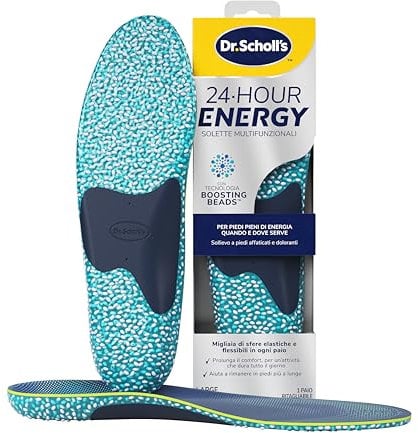 Dr. Scholl's Solette 24-Hour Energy, Solette Scarpe in Memory Foam con Tecnologia Boosting Beads, Sollievo a Piedi Affaticati e Doloranti, Supporto dell'Arco Plantare, Misura 40-47.5