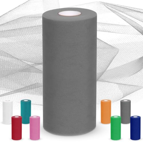 Tüll 30cmx92M,Tüllstoff Hochzeitsdekoration Tüll Stoff Rolle Tüllband,Organza Stoff,Tülls Meterware Für DIY-Handwerk Pom Pom Handwerk Bögen Party Dekoration Geschenke(Grau)
