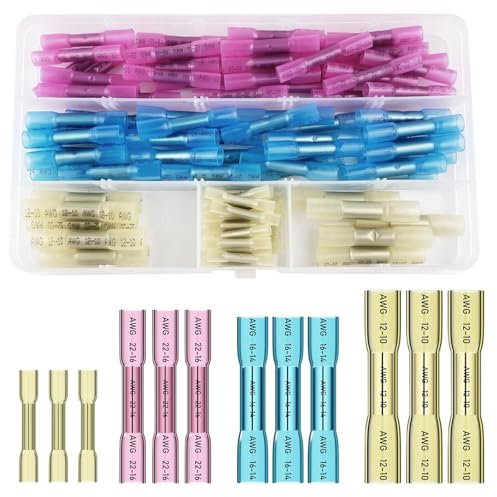 Legpador 100 Pieces Schrumpfschlauch Kabelverbinder Wasserdicht, Lötverbinder Quetschverbinder, Stoßverbinder, Schrumpfverbinder Durchgangsverbinder