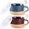 GBHOME Ceramic Soup Mugs with Handles and Lids,24 OZ Soup Cups Set of 2 with Terracotta Underside,Mug Bowls with Spoon for Soup/Cereal/Salad/Noodles/Ramen/Microware &Dishwasher Safe-Blue&Red