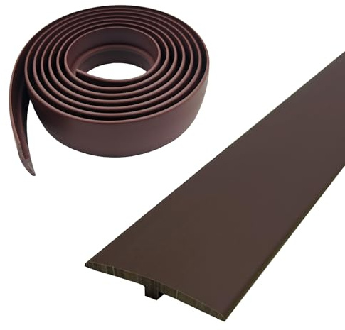 3M T Molding Trim Self Adhesive PVC Floor Transition Strip, Floor Flat Divider Strip,Laminate Floor Strip for Joining Floor Gaps Carpet Threshold Transition (Coffee)