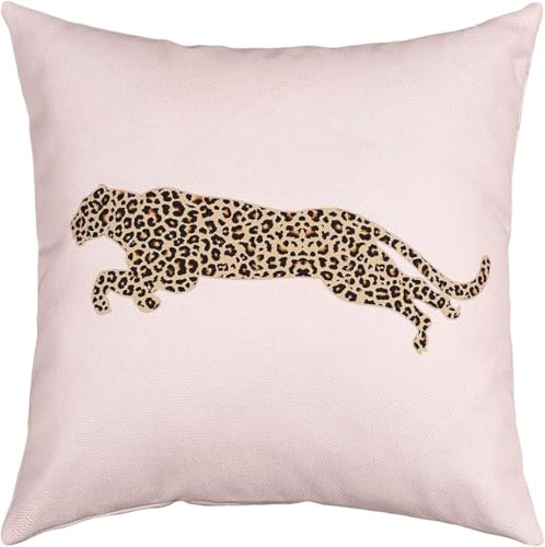 feelingyou Leopard Druck Kissen Abdeckung 40x40cm, Tropische afrikanische Wildtiere Tierkissen Abdeckung für Kinder Mädchen Jungen rosa braun für Büro Wohnzimmer