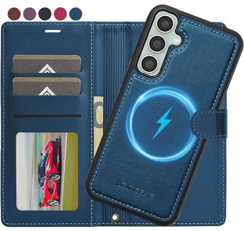 Ailicici für Samsung Galaxy S25 FE Hülle 2-IN-1 Abnehmbare magnetische, Kabelloses Laden, RFID Blocker Handyhülle, Kartenfach Leder Case, Stoßfeste Holster Klappbar Ständer Klapphülle 4G/5G