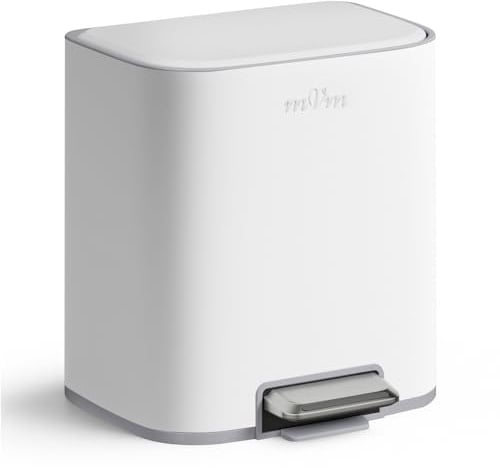 mVm 20L Kitchen Bin,Stainless Steel Trash Bin with Lid,Heavy Duty Step Trash Can with Inner Bucket,Soft Close and Stays Open,Smooth Edge Garbage Bin for Home Office Bedroom
