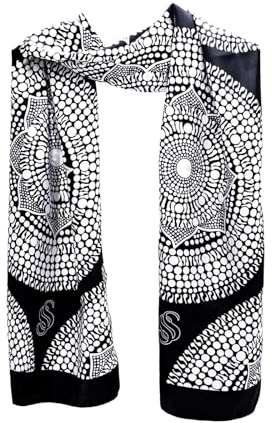 Seta Sole – Sciarpa in 100% Seta Made in Italy 45x160 cm – Mandala Disegnato a Mano – Foulard Elegante Donna, Accessorio Moda Artigianale Lago di Como