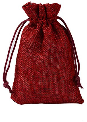 WANYI 6 Stück Jutesack 15x20cm Jutesäckchen Geschenkbeutel Beutel mit Kordelzug Jutebeutel Säckchen zum Befüllen Stoffbeutel für Schmuck Gastgeschenke Partys(Jiu-Rot)