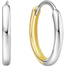 KnSam Creole Hoop Bicolor 18 Karat 750 Echte Goldschmuck, Ohrringe Damen ZweifarGroß, Ohrstecker Jungs 18K Gold