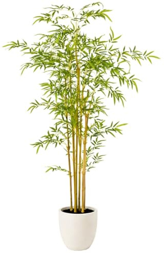 Clove, Planta Artificial Grande, Bambú Artificial 150 cm, Decorativas, Árbol, Decoración Hogar, para Interior, Oficina, Hoteles, Eventos – Planta Realista con Cañas Naturales y Verde