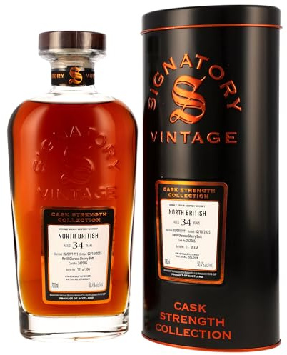 North British 34 Jahre alt 1991 Signatory Vintage Cask Strength Single Grain Whisky (1x0,7l)