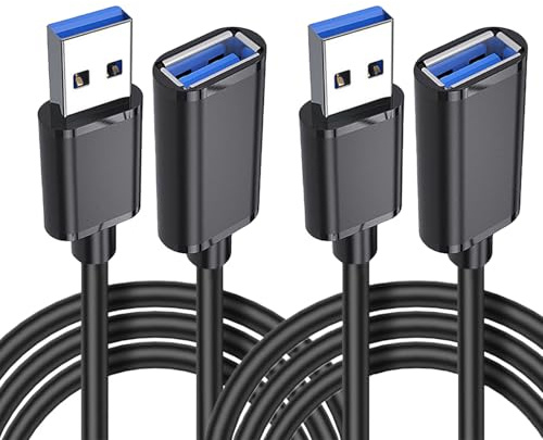 Leloco USB 3.0 Verlängerung 1m (2 Stück), 5Gbps USB A Kabel für PC | Stecker auf Buchse Verlängerungskabel. Doppelte Abschirmung & PVC-Mantel. Ideal für PS5, Webcam, Festplatte & Drucker.