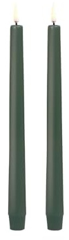 UYUNI Lighting LED-Stabkerze Smooth Olive Green 2erSet 25cm