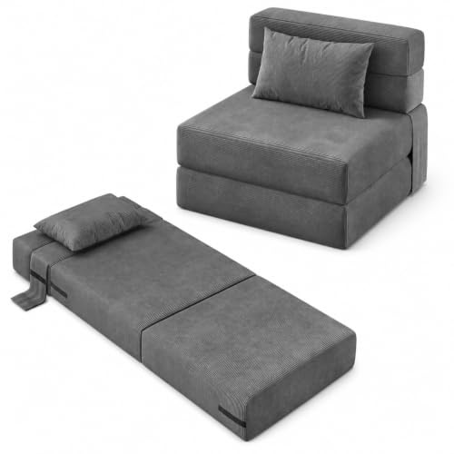 Garvee Platzsparendes 2er-Set Schlafsessel Sofa für Wohnzimmer – 4-in-1 Faltbarer Sofa Chair & Lounger – Von Einzel- bis Kingsize-Schlafcouch – Komfortschaum, inkl. Kissen – Vielseitiges Futon Sofa –