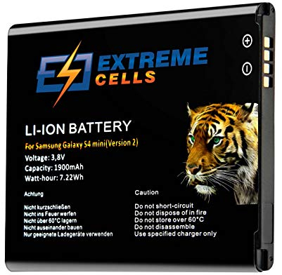 Extremecells Batterie compatible pour Samsung Galaxy S4 Mini DuoS LTE GT-i9190 GT-i9192 GT-i9195 GT-i9198 Remplace EB-B500BE Batterie HK Vers.
