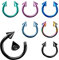 Taffstyle Piercing 6er Set Hufeisen Horseshoe Titan mit Spikes Augenbrauen Septum Tragus Helix Ohr Nase Lippe Lippenpiercing 1,6mm x 12mm x 5mm