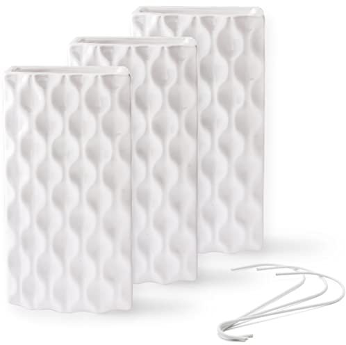 Ligano® Heizkörper Luftbefeuchter mit Wellenmotiv – Keramik Wasserverdunster für die Heizung – 3 Stück Weiß