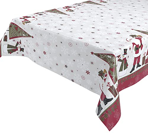 Wachstuchtischdecke abwischbar Tischdecke RUND ECKIG, Weihnachten Motiv und Größe wählbar (Eckig 140x220 cm, Nikolaus)