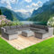 BRAST® Gartenmöbel Lounge Set XXL | 8-12 Personen viele Modelle & Farben | inkl. extra Dicke Kissen | TÜV geprüft | Outdoor Loungemöbel Sitzgruppe Essgruppe Garnitur | Freedom Grau