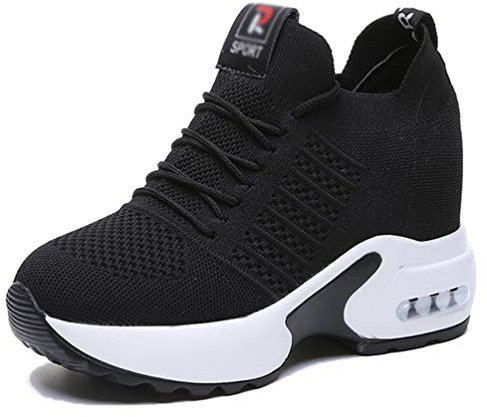 Frauen Schnürstricknetz Innenhöhe Kausale Schuhe Komfort Atmungsaktive Soft Bottom rutschfeste Turnschuhe Hypersoft Clunky Sportschuhe