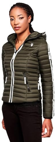 Navahoo Damen Jacke Steppjacke Übergangsjacke gesteppt Herbst Kapuze B811 [B811-Kim-Pri-Olive-Gr.3XL]