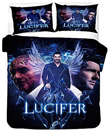 Agmdno Lucifer Bettwäsche-Sets,Bettbezug 135x200cm + Kissenbezug 80x80cm,Mikrofaser,Kinder Bettwäsche,deko Teenager Mädchen Zimmer (L04,135x200cm+80x80cmx1)