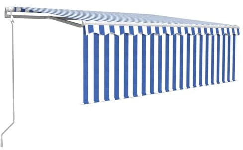 vidaXL Markise Automatisch Einziehbar mit Volant 4x3 m Blau und Weiß