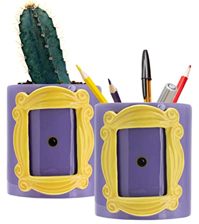 Paladone Friends Monica's Yellow Door Frame Flower Pot and Pen Holder, Ceramic