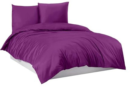 Mixibaby Bettwäsche Bettgarnitur Bettbezug Baumwolle 135x200 155x220 200x200 200x220, Größe:200 x 220 cm, Design Bettwäsche:Viollet Uni