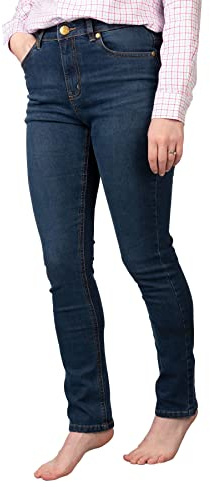 Rydale Ladies Jeans Womens Straight Leg Jeans Stretch Denim Slim Jean Trouser Pants 2 Colours (Mid Denim, 14)