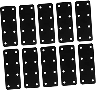 Flat Brackets for Wood, L Brackets Metal Flat Plates: Flat Straight Brackets-Flat Bracket-Black Flat Mending Plate-Flat Brace Brackets-Connector Mending Plates-Repair Fixing Bracket