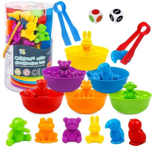 vvhippo Giochi Montessori 2 3 4 5 Anni, 36 Pezzi Conteggio degli Auto, Gioco di Abbinamento Montessori con Corrispondenza dei Colori Impilabili, Giocattoli Educativi Regalo per Bambini (ZJWJ-NCDW)