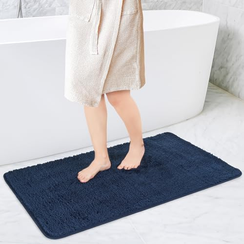 Sentidos Badematte 70 x 120 cm Marineblau Badeteppich rutschfeste maschinenwaschbar weicher Badezimmerteppich Wasserabsorbierend Badvorleger für Badewanne Dusche Küche Badmatten badteppich