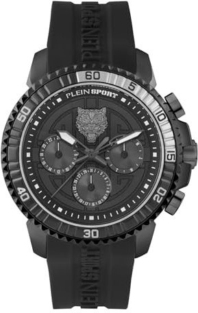Philipp Plein Herren Uhr Multifunktion Analog Quarz Powerlift PSPBA1223 Silikonarmband Schwarz