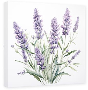 CXHOSTENT Lavender Canvas Wall Art Purple Floral Pictures Wall Decor Flower Plants Painting Print Bathroom Bedroom Decor Frame (Lavender - 1, 30.00 x 30.00 cms)