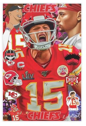 Patrick Mahomes Poster, Fußballbild, Leinwand, Poster, Schlafzimmer, Dekoration, Sport, Landschaft, Büro, Raumdekoration, Geschenk, ungerahmt: 40 x 60 cm