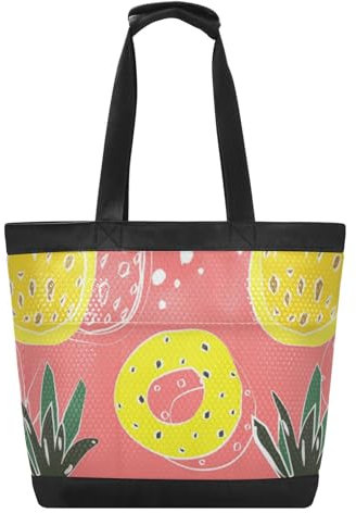 KAAVIYO Ananas Di Vernice Gialla Borsa da Spiaggia Viaggio Shopping Borse Tote Estiva per Viaggio Ragazze
