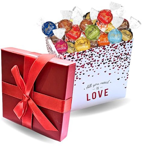 Assortiment de 40 chocolats LINDOR de LINDT dans une Jolie Boite  All you Need is Love | Prêt à Offrir