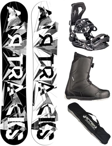 Airtracks Herren Snowboard Set BWF Camber Extra Wide + Bindung + Boots | Komplettset: BWF Camber Board, Bindung Master, Boots und Snowboard Bag – All Mountain, Freestyle, Freeride