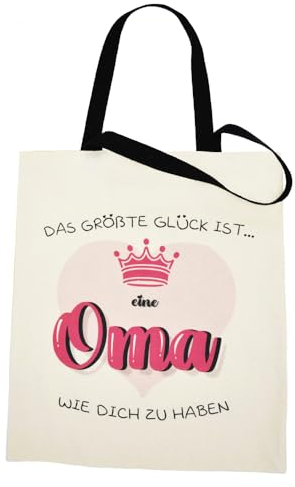 RFBEUTEL Oma Geschenk Baumwolltasche Tragetasche Cottonbagjoe mit Innentasche und Reißverschluss Oma Geschenke zum Geburtstag Stofftasche Einkaufstasche Jutebeutel Handtasche