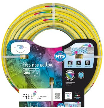 FITT NTS Yellow 1/2 (12,5 mm) 20m, Tubo per Irrigazione Giardino, Robusto e Malleabile per Uso Intensivo
