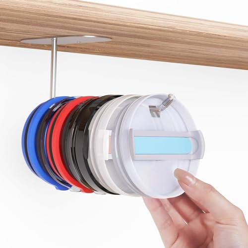 FUNGTN Tumbler Lid Organizer Space Saving Cup Lid Organizer for Tumbler Stanley Tumbler Simple Modern Tumbler Lids Self-Adhesive Or Drilling Tumbler Lid Hook for Kitchen Organizers and Storage