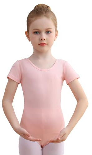 DGSHIRLDJO Body Danza Bambina Donne Balletto Body Leotards Cotone Manica Corta Body Ginnastica per Ragazze e Donne taglia 110-160 (rosa, 140)